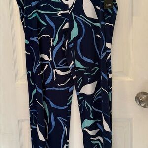 New Alfani Blue and White Abstract pull up wide leg size 2X